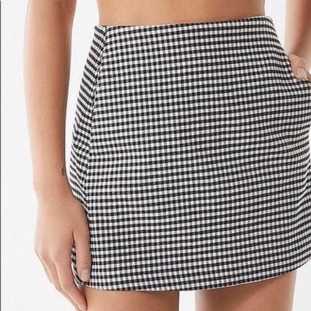 Urban Outfitters black and white checkered gingham style mini skirt